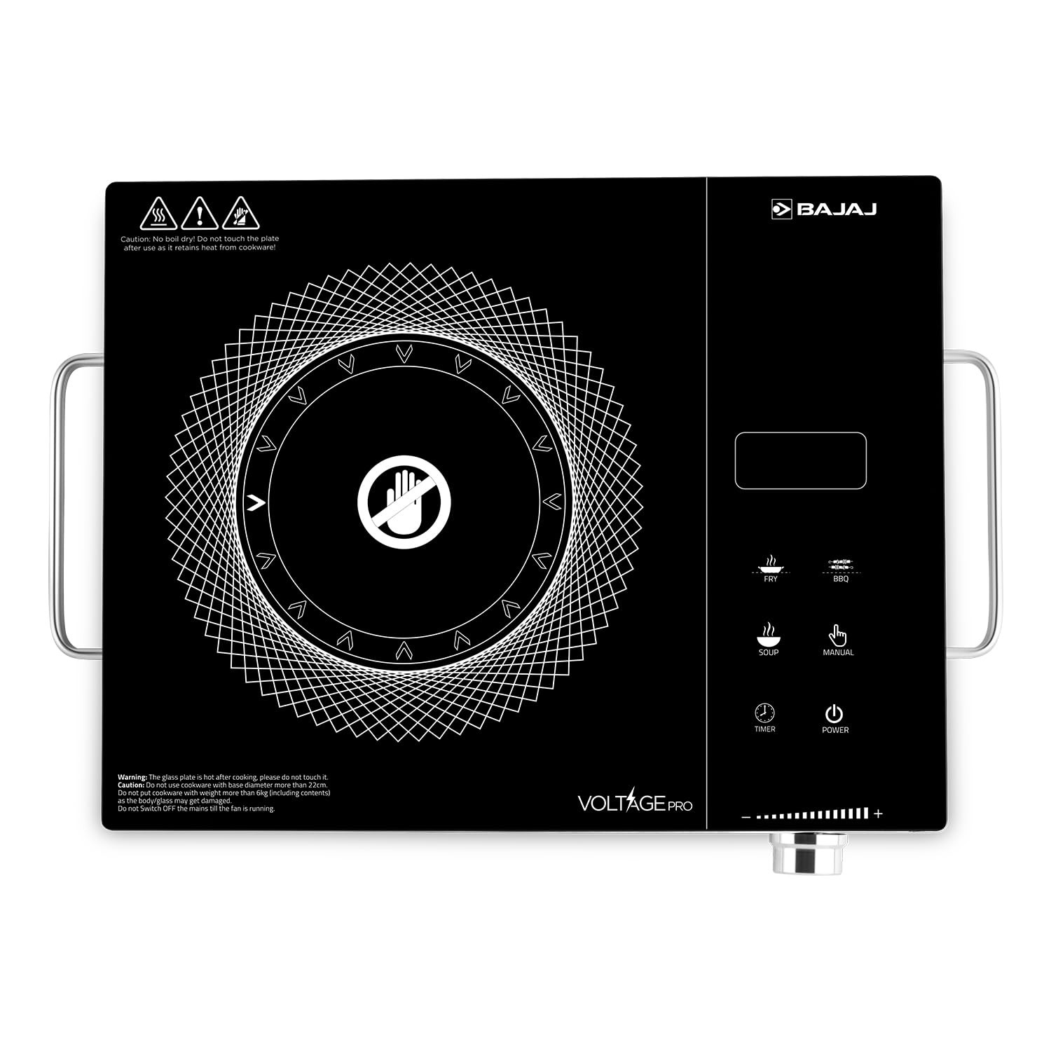 Bajaj IRX 220F Infrared Induction Cooktop | 2200 Watts | 11 Power Level | 3 Preset Menu | Feather Touch Controls | Digital display |